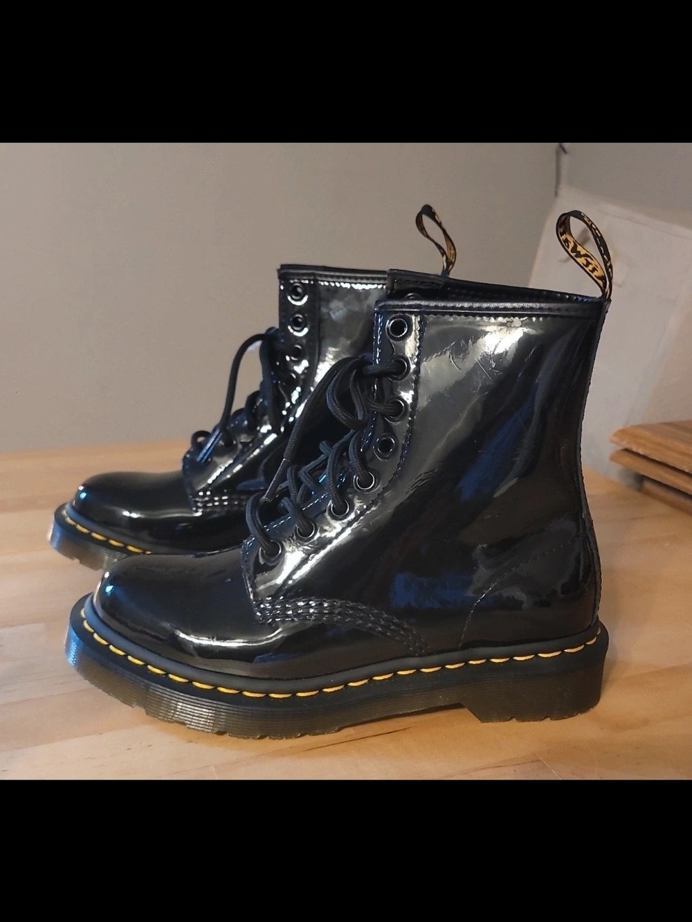Dr. Martens Women's Black Patent 8-Eye Lace-Up Combat Boots